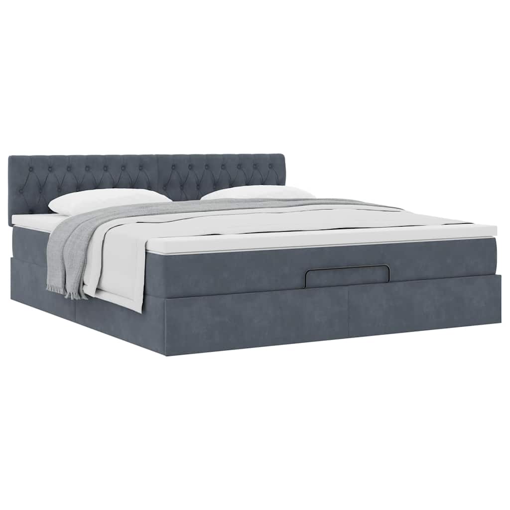 Struttura Letto Pouf con Materasso 180x200 cm in Velluto | homemem39