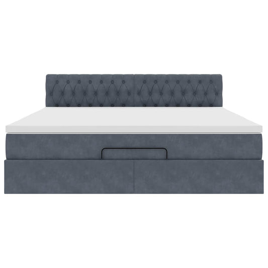 Struttura Letto Pouf con Materasso 180x200 cm in Velluto