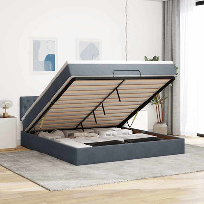 Struttura Letto Pouf con Materasso 180x200 cm in Velluto | homemem39