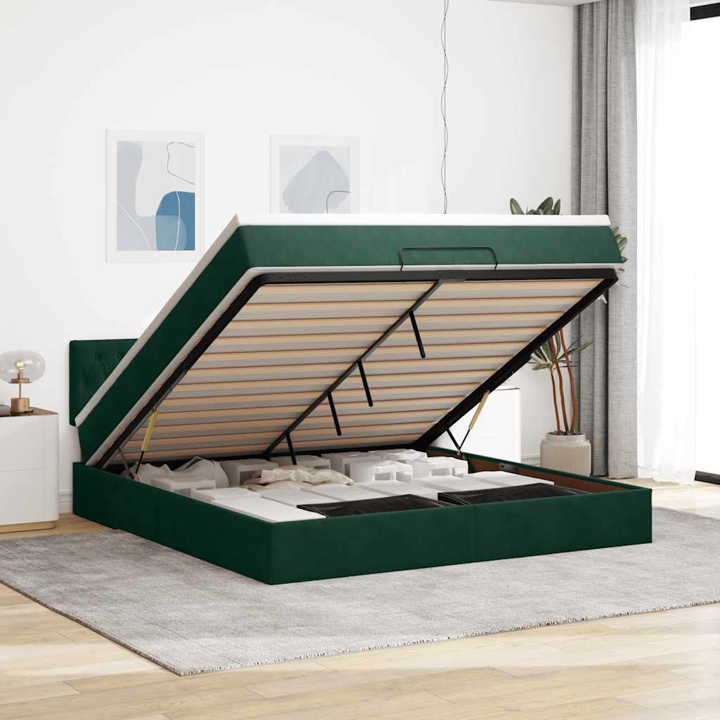 Struttura Letto Pouf con Materasso 180x200 cm in Velluto