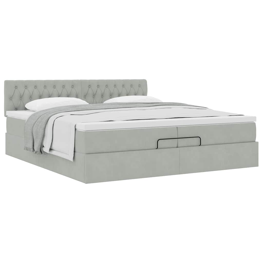 Struttura Letto Pouf con Materasso 200x200 cm in Velluto | homemem39
