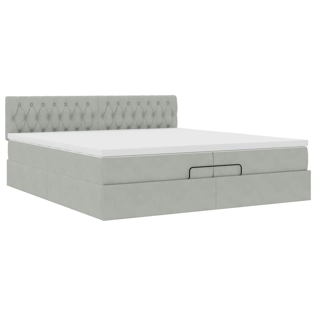 Struttura Letto Pouf con Materasso 200x200 cm in Velluto | homemem39