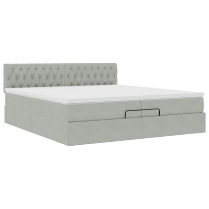Struttura Letto Pouf con Materasso 200x200 cm in Velluto | homemem39