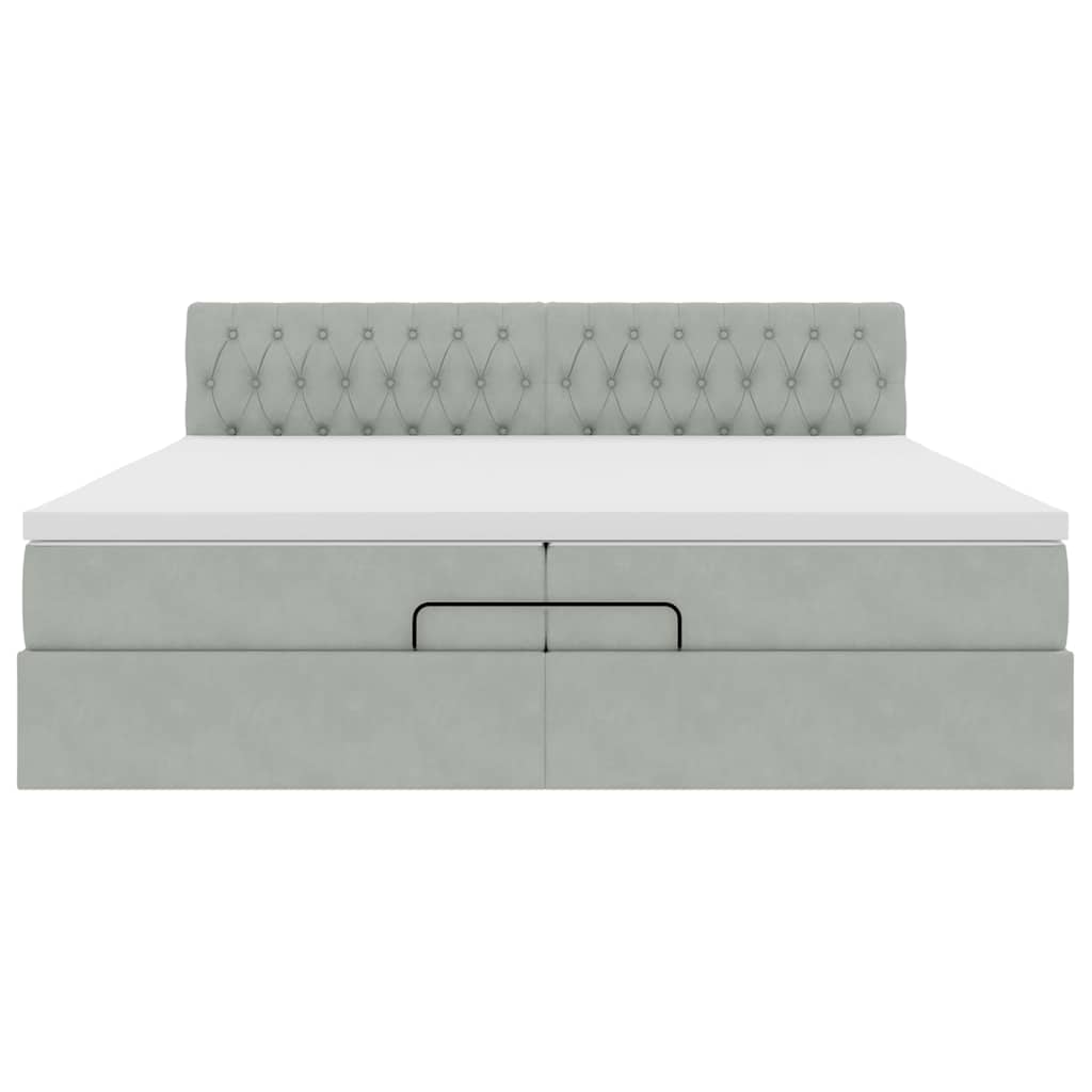 Struttura Letto Pouf con Materasso 200x200 cm in Velluto | homemem39