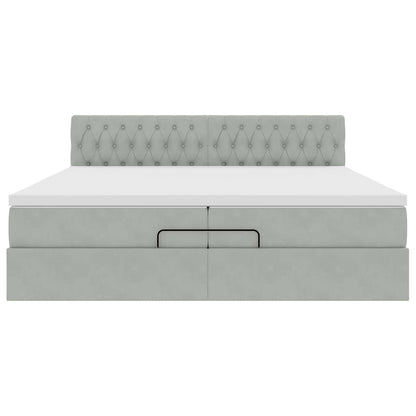 Struttura Letto Pouf con Materasso 200x200 cm in Velluto