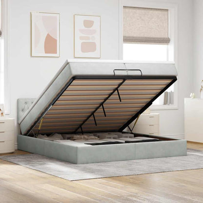 Struttura Letto Pouf con Materasso 200x200 cm in Velluto | homemem39