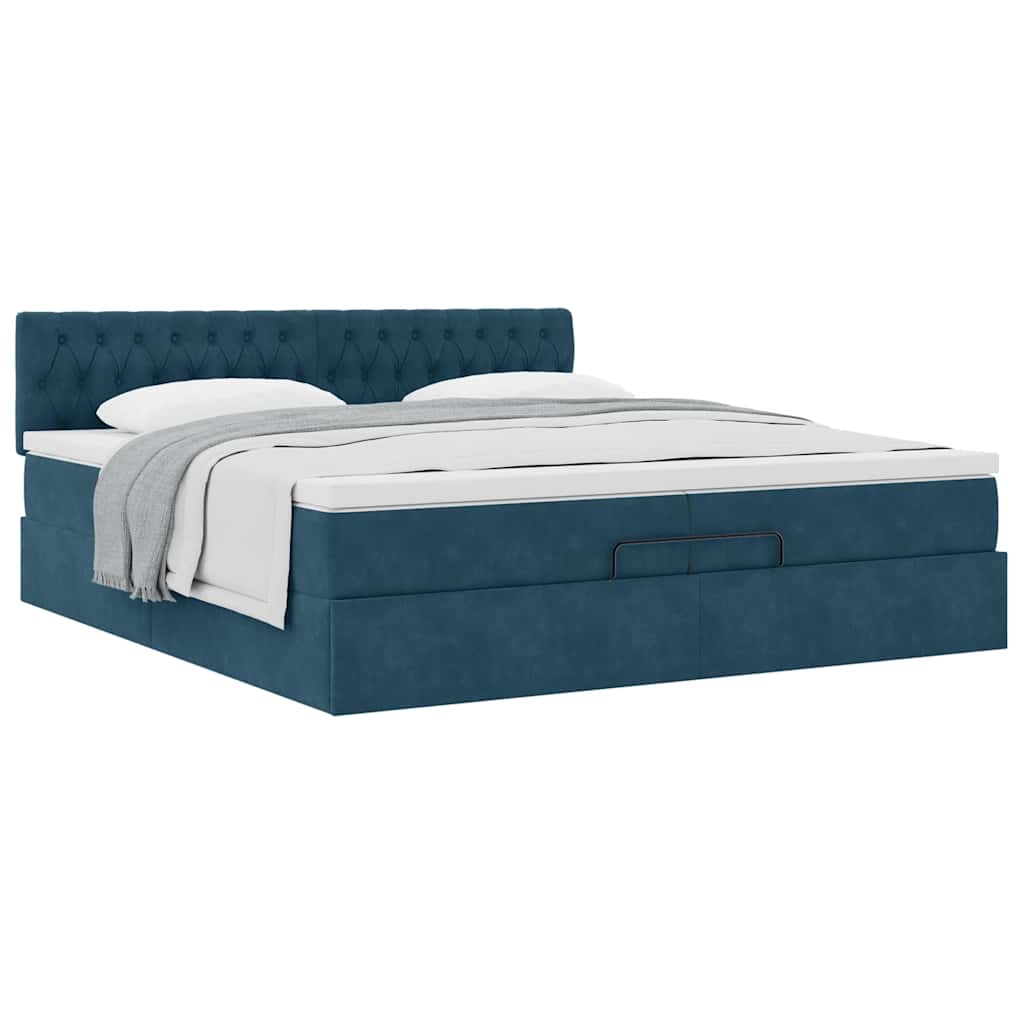 Struttura Letto Pouf con Materasso 200x200 cm in Velluto | homemem39