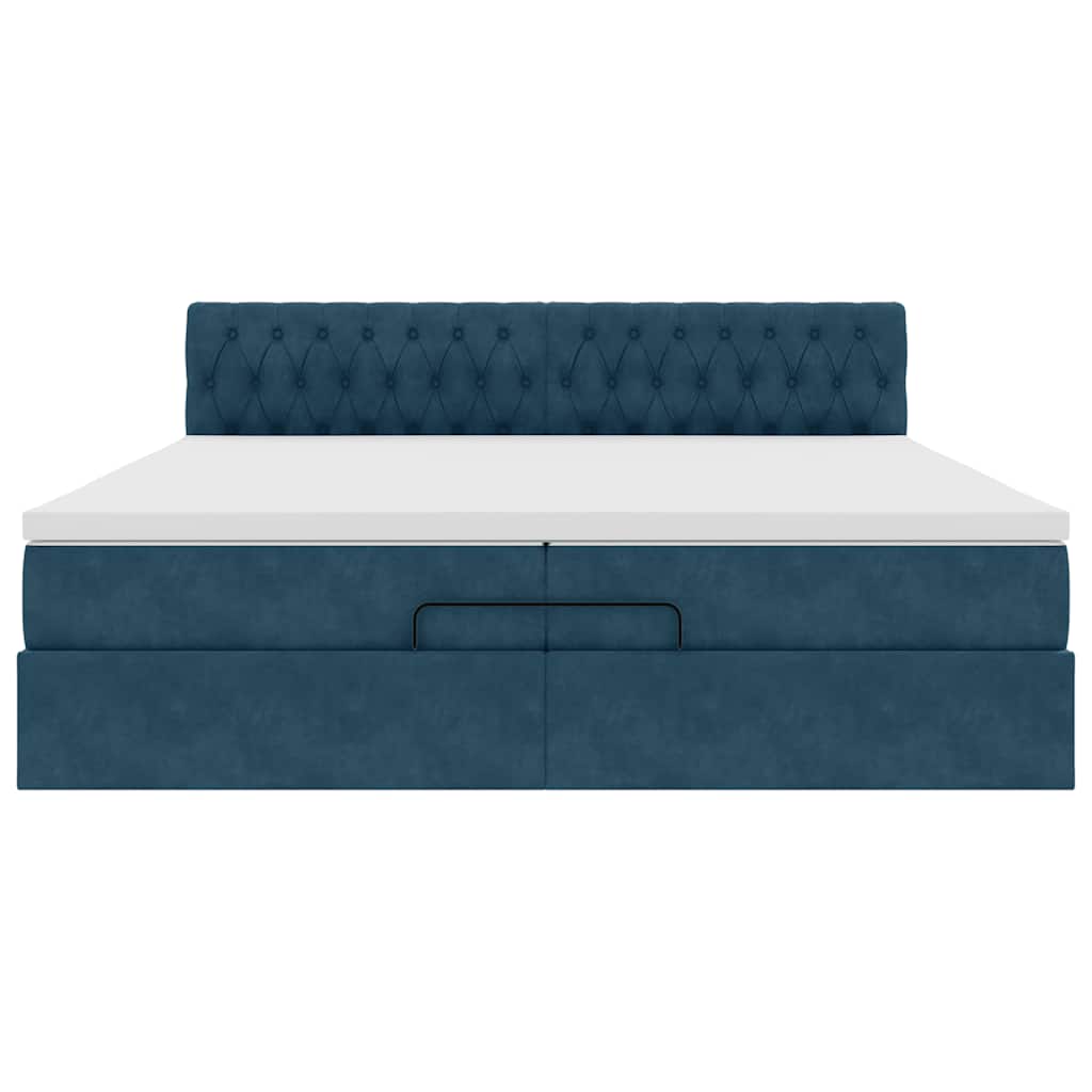 Struttura Letto Pouf con Materasso 200x200 cm in Velluto | homemem39
