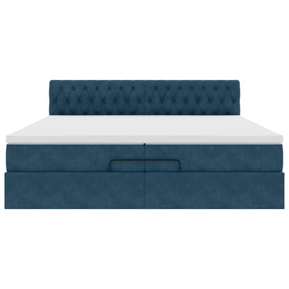 Struttura Letto Pouf con Materasso 200x200 cm in Velluto | homemem39