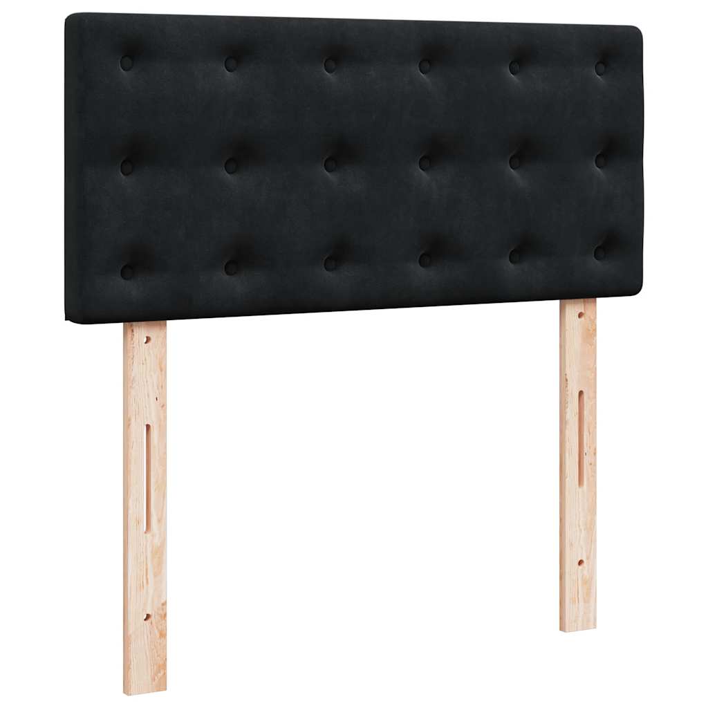 Struttura Letto Pouf con Materasso Nero 80x200 cm in Velluto