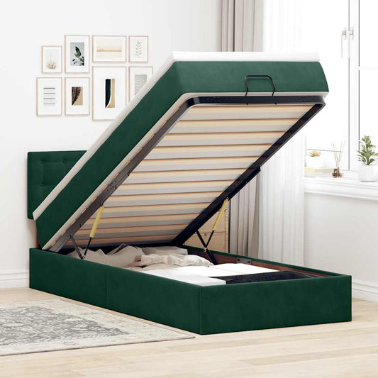 Struttura Letto Pouf con Materasso 90x190 cm in Velluto