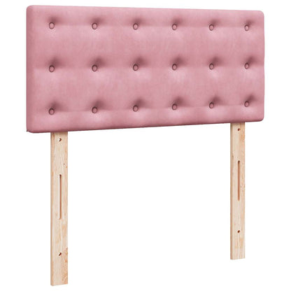 Struttura Letto Pouf con Materasso Rosa 90x190 cm in Velluto