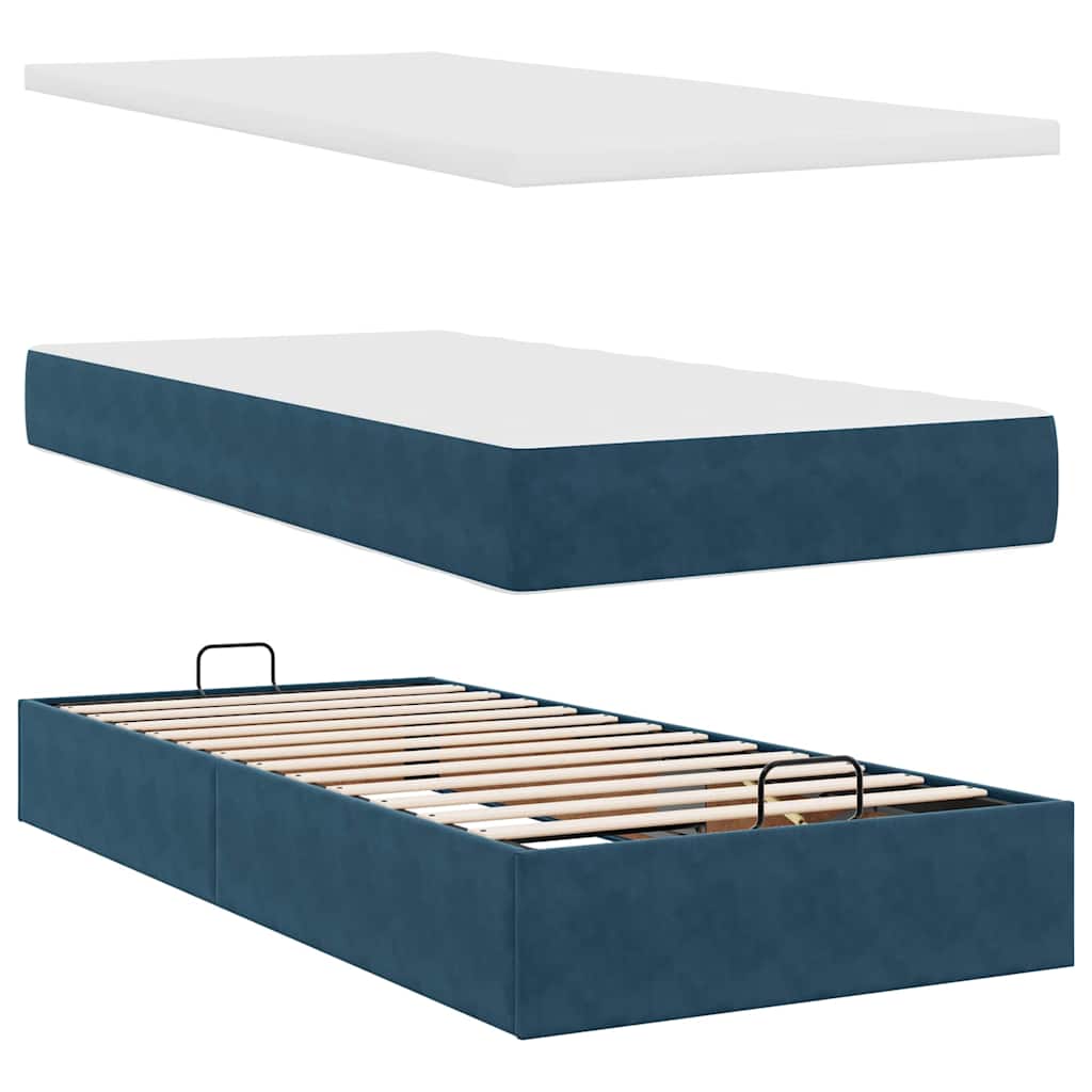 Struttura Letto Pouf con Materasso 90x200 cm in Velluto