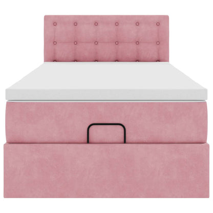 Struttura Letto Pouf con Materasso Rosa 90x200 cm in Velluto - homemem39