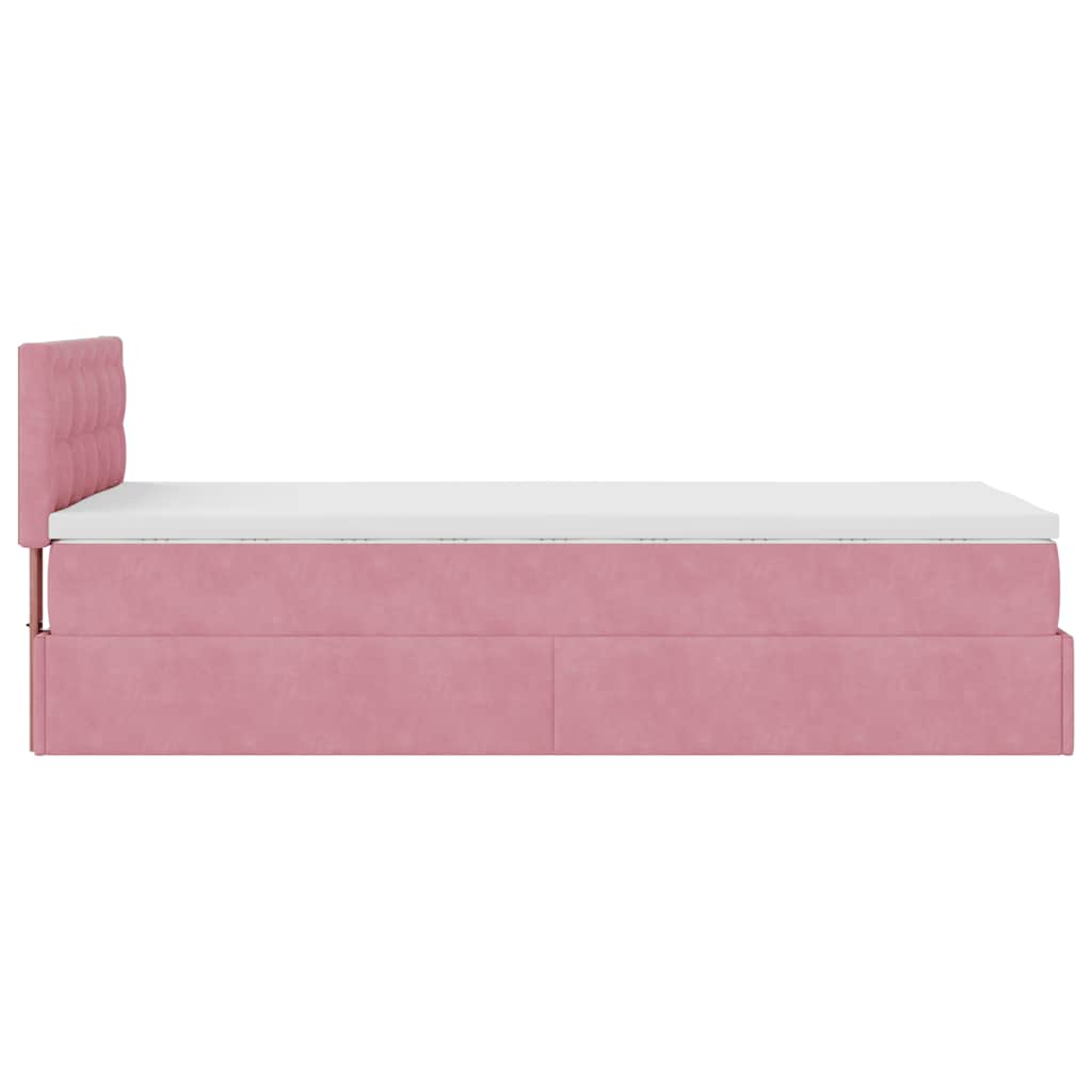 Struttura Letto Pouf con Materasso Rosa 90x200 cm in Velluto - homemem39