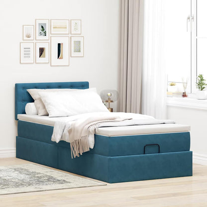 Struttura Letto Pouf con Materasso 100x200 cm Velluto - homemem39