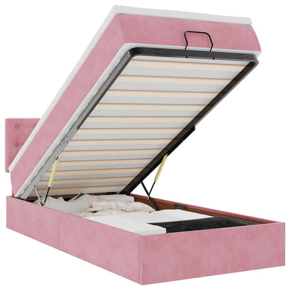 Struttura Letto Pouf con Materasso Rosa 100x200 cm Velluto | homemem39