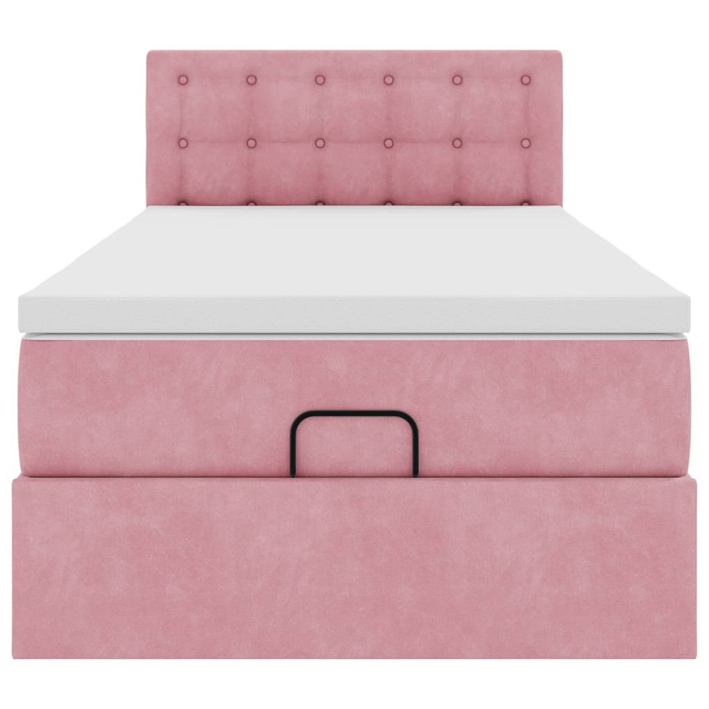 Struttura Letto Pouf con Materasso Rosa 100x200 cm Velluto | homemem39