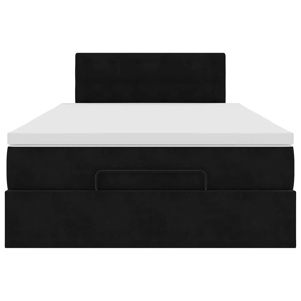 Pouf Letto con Materasso Nero 120x190 cm Velluto