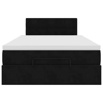 Pouf Letto con Materasso Nero 120x190 cm Velluto