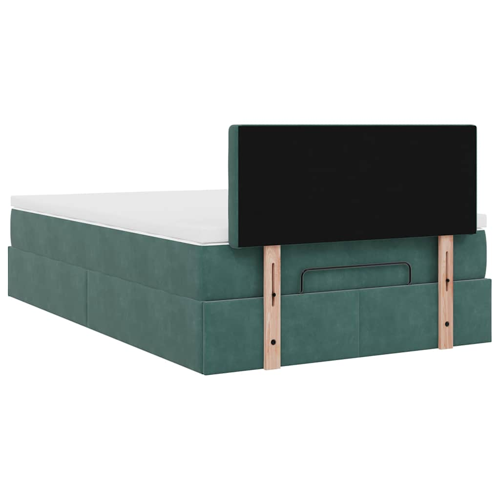 Pouf Letto con Materasso Verde Scuro 120x190 cm Velluto