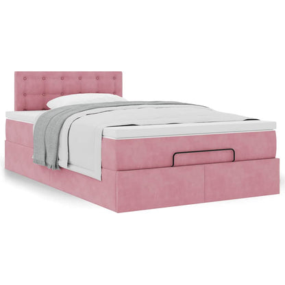 Pouf Letto con Materasso Rosa 120x190 cm Velluto