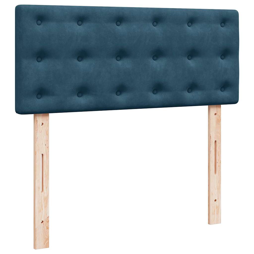 Struttura Letto Pouf con Materasso Blu Scuro 120x200 cm Velluto