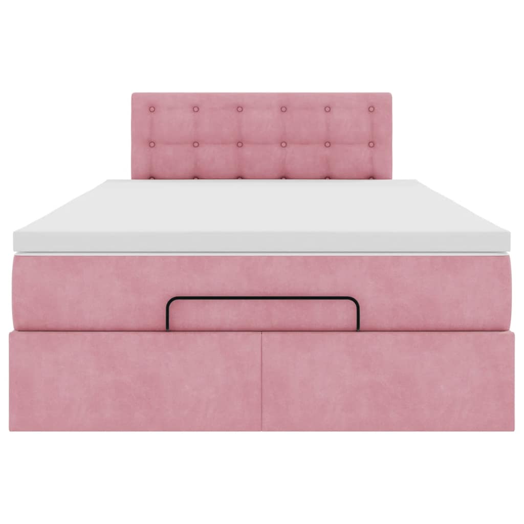 Struttura Letto Pouf con Materasso Rosa 120x200 cm Velluto | homemem39