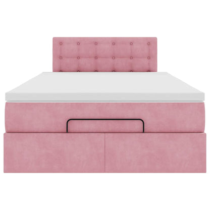 Struttura Letto Pouf con Materasso Rosa 120x200 cm Velluto | homemem39