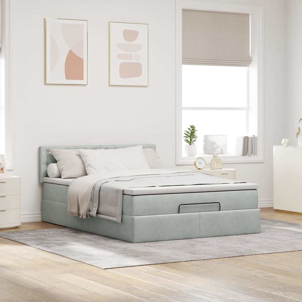 Struttura Letto Pouf con Materasso 140x190 cm Velluto | homemem39