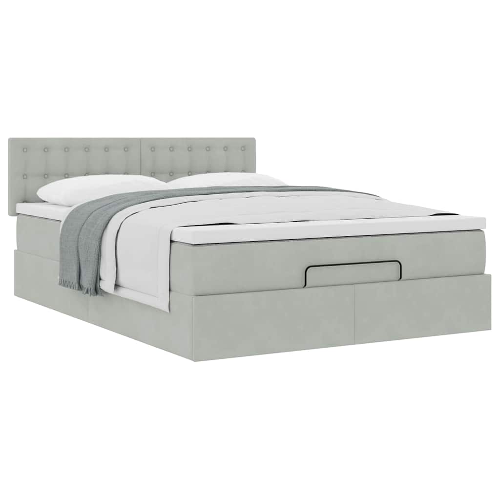 Struttura Letto Pouf con Materasso 140x190 cm Velluto | homemem39