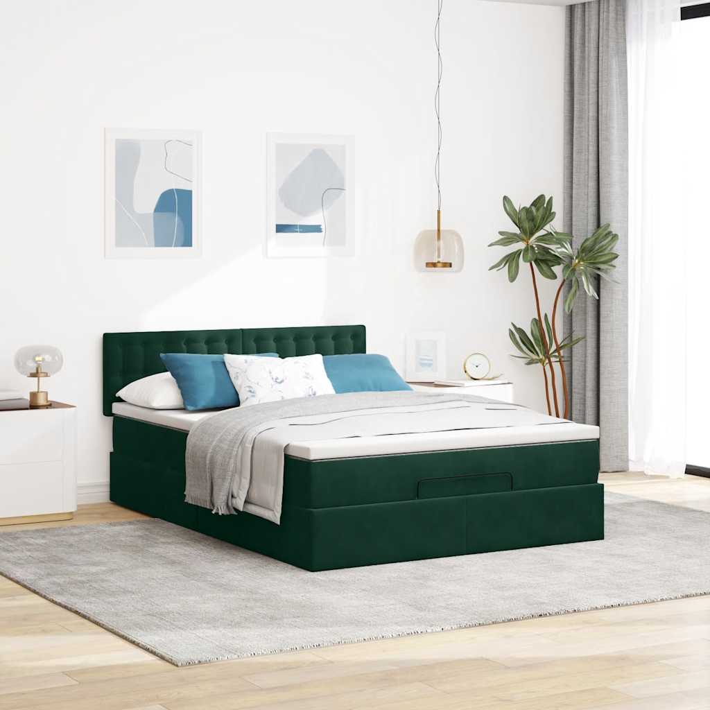 Struttura Letto Pouf con Materasso 140x190 cm in Velluto | homemem39