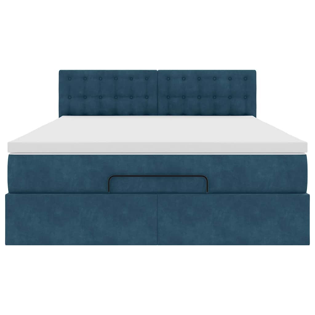 Struttura Letto Pouf con Materasso 140x190 cm in Velluto
