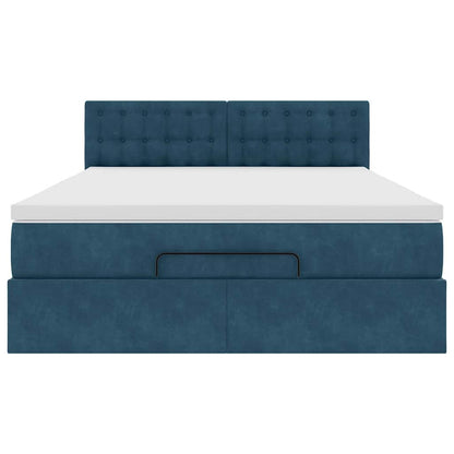 Struttura Letto Pouf con Materasso 140x190 cm in Velluto