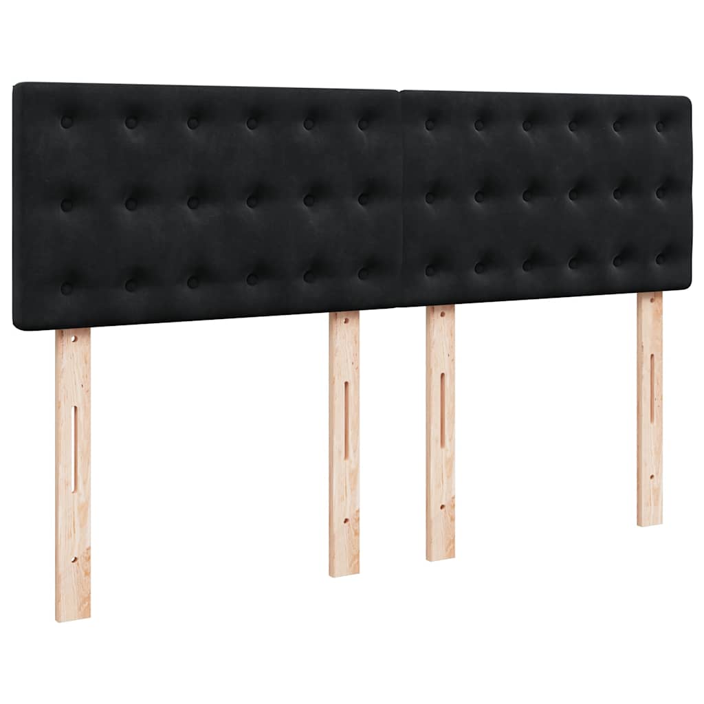 Struttura Letto Pouf con Materasso Nero 140x200 cm in Velluto