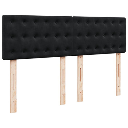 Struttura Letto Pouf con Materasso Nero 140x200 cm in Velluto