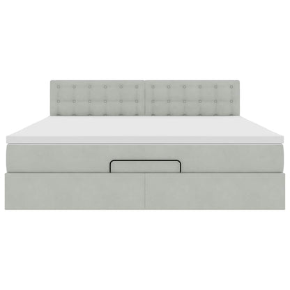 Struttura Letto Pouf con Materasso 160x200 cm in Velluto