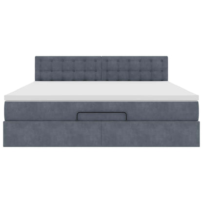 Struttura Letto Pouf con Materasso 160x200 cm in Velluto