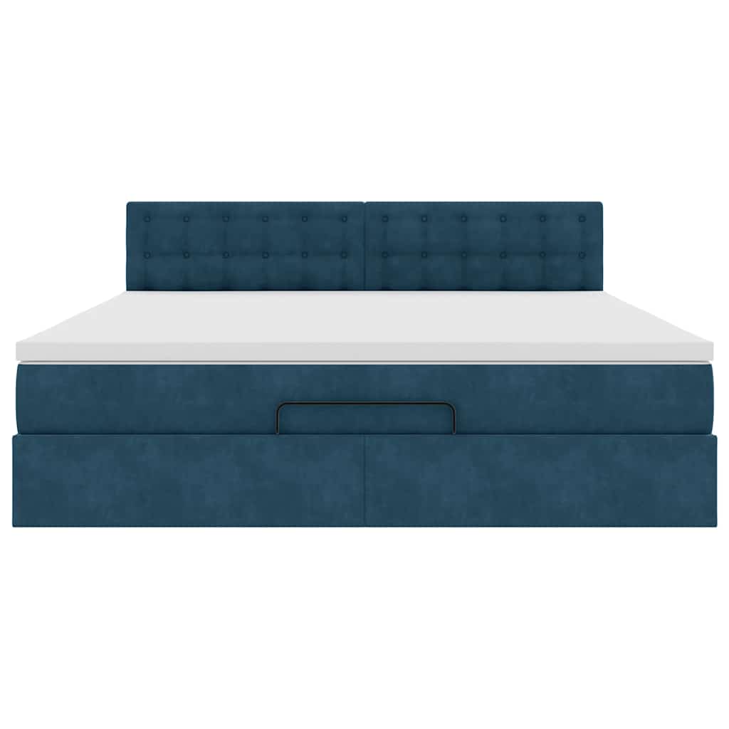 Struttura Letto Pouf con Materasso 160x200 cm in Velluto