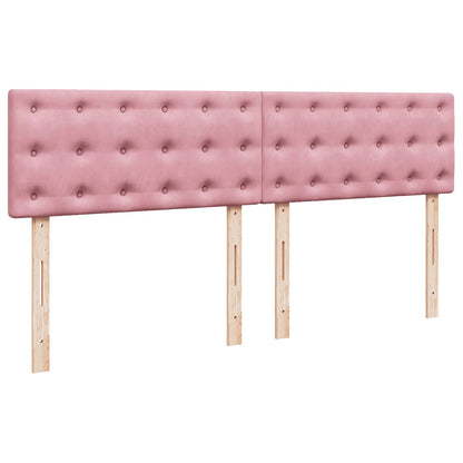 Struttura Letto Pouf con Materasso Rosa 160x200 cm in Velluto | homemem39