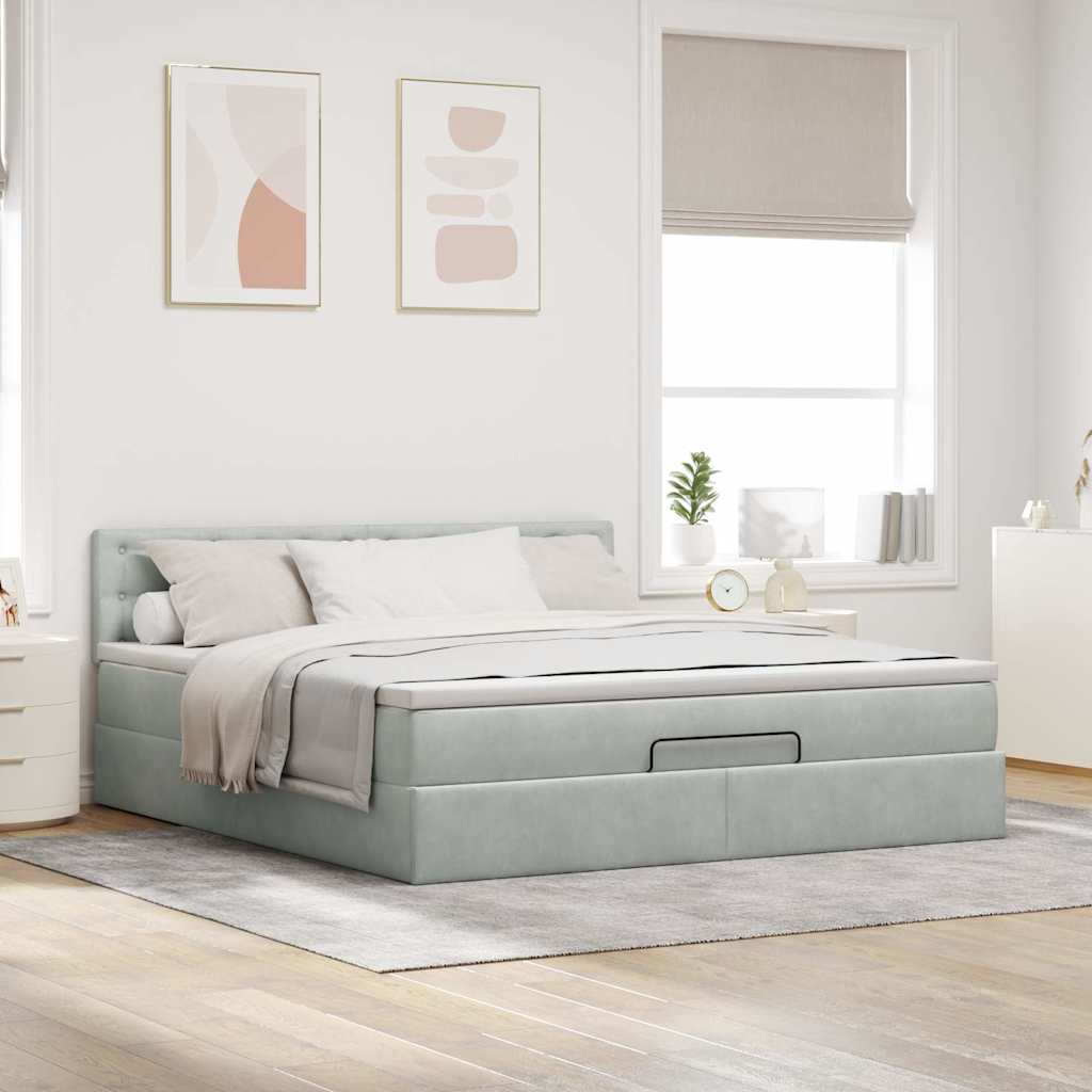 Struttura Letto Pouf con Materasso 180x200 cm in Velluto | homemem39