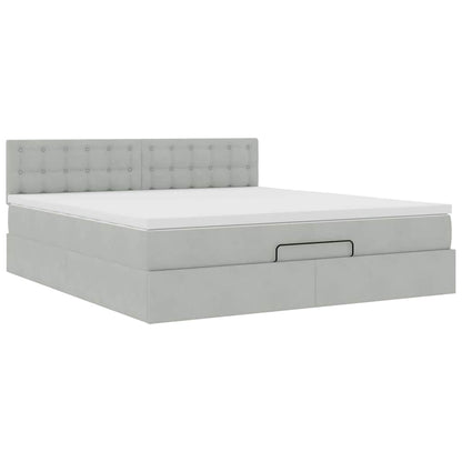Struttura Letto Pouf con Materasso 180x200 cm in Velluto | homemem39