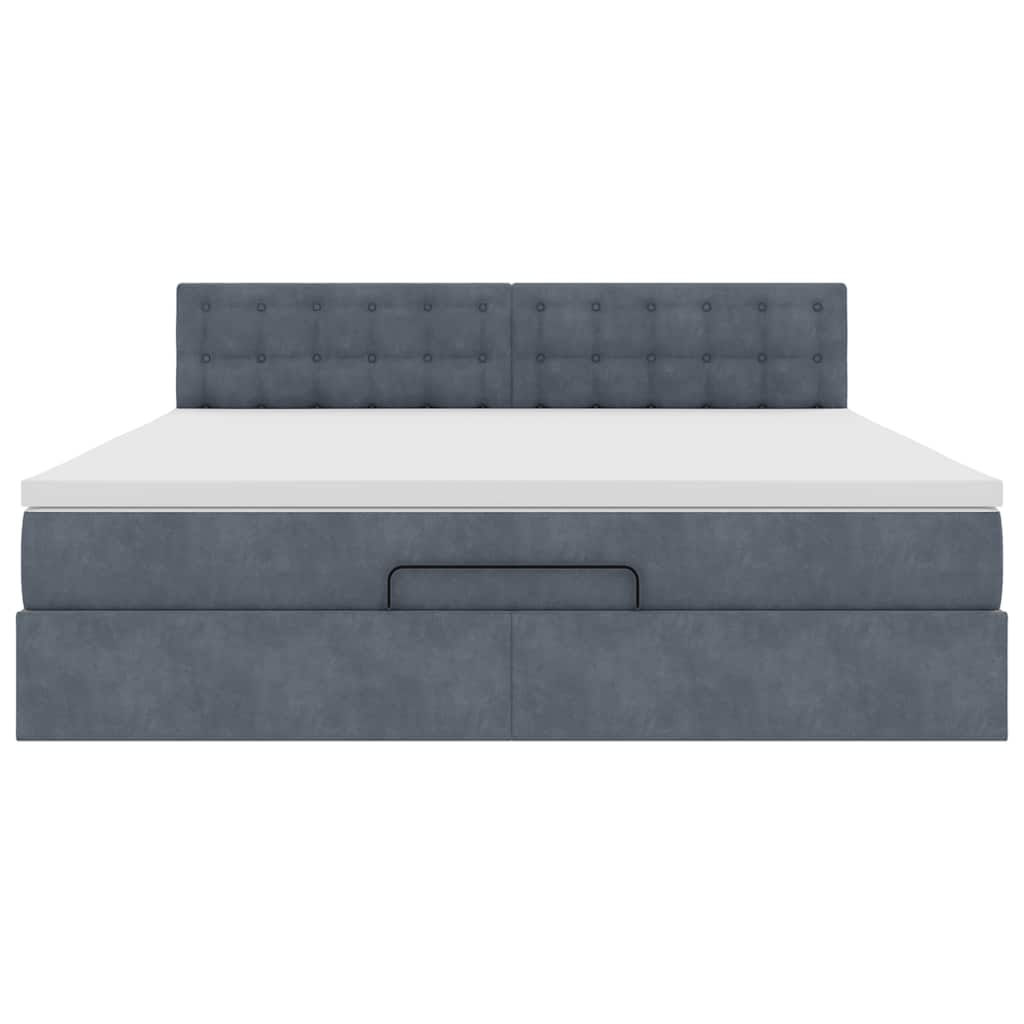 Struttura Letto Pouf con Materasso 180x200 cm in Velluto