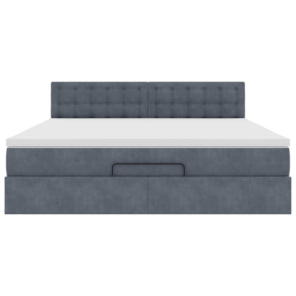 Struttura Letto Pouf con Materasso 180x200 cm in Velluto