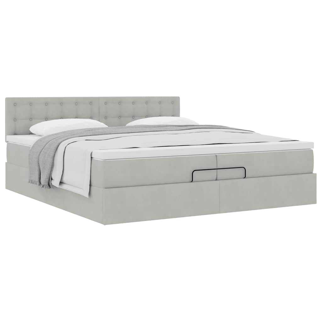 Struttura Letto Pouf con Materasso 200x200 cm in Velluto | homemem39