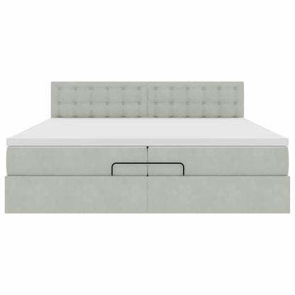 Struttura Letto Pouf con Materasso 200x200 cm in Velluto | homemem39