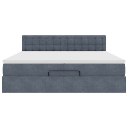 Struttura Letto Pouf con Materasso 200x200 cm in Velluto