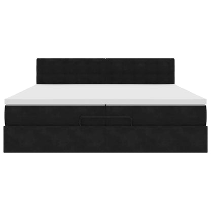 Struttura Letto Pouf con Materasso Nero 200x200 cm in Velluto | homemem39