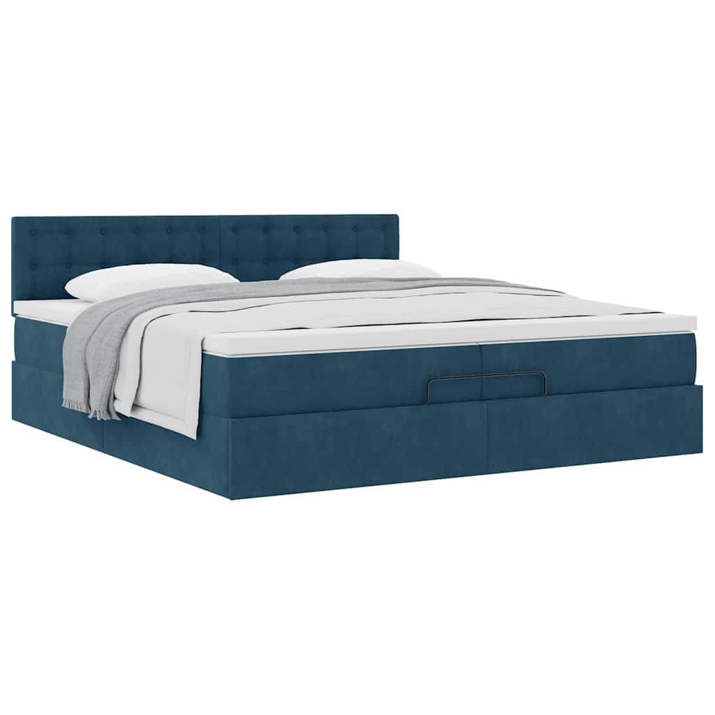 Struttura Letto Pouf con Materasso 200x200 cm in Velluto | homemem39