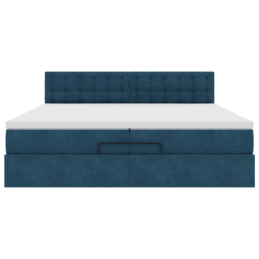 Struttura Letto Pouf con Materasso 200x200 cm in Velluto | homemem39